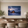 Winterliche Alpenhütte als Leinwand oder Poster mit Bergpanorama