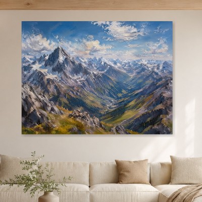 Alpine Berglandschaft als Leinwand oder Poster mit weiter Tiefenwirkung