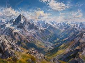 Alpine Berglandschaft als Leinwand oder Poster mit weiter Tiefenwirkung