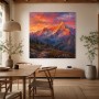 Alpenpanorama im Abendlicht, Kunstwerk oder Wandbild mit dramatischer Bergkulisse