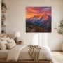 Alpenpanorama im Abendlicht, Kunstwerk oder Wandbild mit dramatischer Bergkulisse