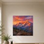 Alpenpanorama im Abendlicht, Kunstwerk oder Wandbild mit dramatischer Bergkulisse