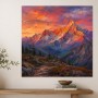 Alpenpanorama im Abendlicht, Kunstwerk oder Wandbild mit dramatischer Bergkulisse