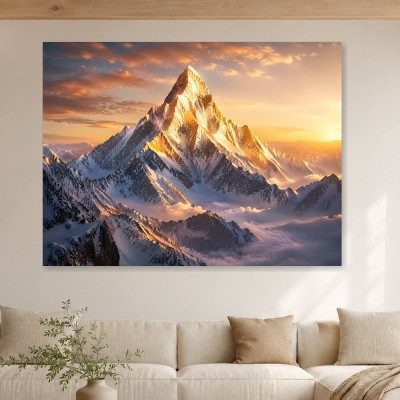 Leinwand oder Poster mit majestätischer Bergspitze und goldenem Licht