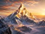 Leinwand oder Poster mit majestätischer Bergspitze und goldenem Licht