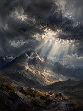 Dramatisches Bergpanorama als Leinwand oder Acrylbild