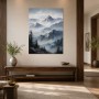 Berglandschaft als Leinwand oder Poster in ruhigen Blautönen