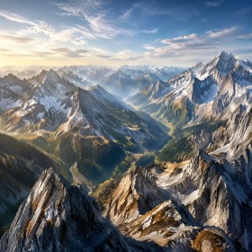 Alpine Gipfelsonne, Panorama als Leinwand oder Poster