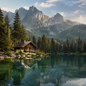 Alpenhütte am See, Leinwand oder Fine Art Print Alpenhütte am See, Leinwand oder Fine Art Print