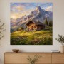 Almhütte vor Bergen, Wandbild oder Leinwand für alpine Wohnräume
