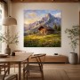 Almhütte vor Bergen, Wandbild oder Leinwand für alpine Wohnräume