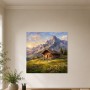 Almhütte vor Bergen, Wandbild oder Leinwand für alpine Wohnräume