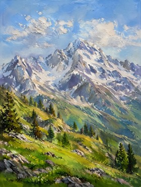Alpine Berglandschaft als Wandbild oder Leinwandbild mit leuchtender Weite