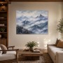 Berglandschaft im Nebel, Wandbild oder Leinwand für ruhige Räume
