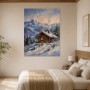 Verschneite Berghütte als Wandbild oder Kunstdruck