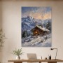 Verschneite Berghütte als Wandbild oder Kunstdruck