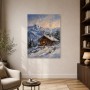 Verschneite Berghütte als Wandbild oder Kunstdruck
