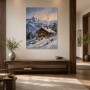 Verschneite Berghütte als Wandbild oder Kunstdruck