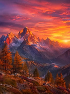Sonnenaufgang in den Alpen als Leinwand oder Poster