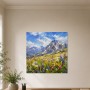 Berglandschaft mit Blumenwiese, Leinwandbild oder Kunstdruck