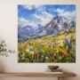 Berglandschaft mit Blumenwiese, Leinwandbild oder Kunstdruck