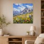 Alpine Bergwiese mit Blumen als Wandbild oder Leinwandbild