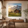 Alpine Hütte im Morgenlicht als Wandbild oder Poster