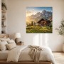 Alpine Hütte im Morgenlicht als Wandbild oder Poster