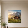 Alpine Hütte im Morgenlicht als Wandbild oder Poster