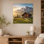 Alpine Hütte im Morgenlicht als Wandbild oder Poster
