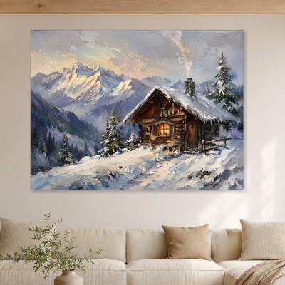 Winterliche Berghütte als Wandbild oder Fine Art Print