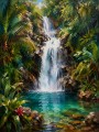 Tropischer Wasserfall als Leinwand oder Poster für natürliche Raumakzente