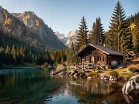 Alpine Hütte am See als Wandbild oder Fine Art Print Alpine Hütte am See als Wandbild oder Fine Art Print