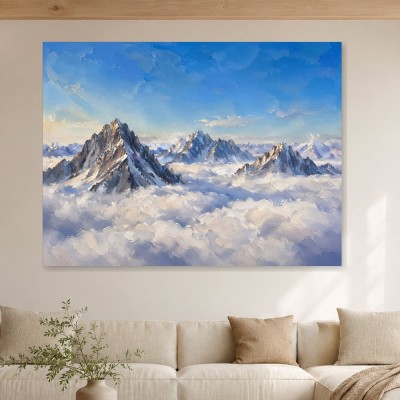 Berggipfel über Wolken, Acrylbild oder Fine Art Print