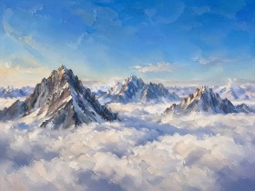 Berggipfel über Wolken, Acrylbild oder Fine Art Print Berggipfel über Wolken, Acrylbild oder Fine Art Print