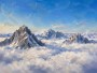 Berggipfel über Wolken, Acrylbild oder Fine Art Print