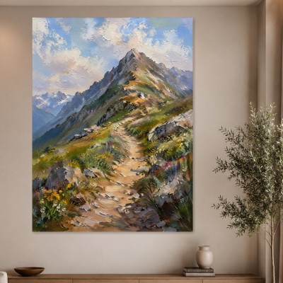 Bergpfad im Licht als Leinwandbild oder Kunstdruck