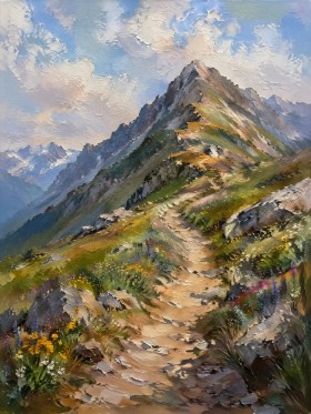 Bergpfad im Licht als Leinwandbild oder Kunstdruck