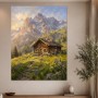 Alpenhütte im Morgenlicht als Leinwand oder Poster