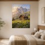 Alpenhütte im Morgenlicht als Leinwand oder Poster