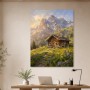 Alpenhütte im Morgenlicht als Leinwand oder Poster