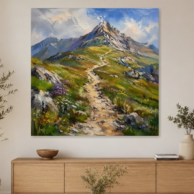 Bergpfad im Hochgebirge als Wandbild oder Kunstdruck