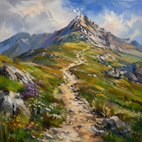 Bergpfad im Hochgebirge als Wandbild oder Kunstdruck