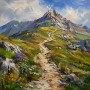 Bergpfad im Hochgebirge als Wandbild oder Kunstdruck