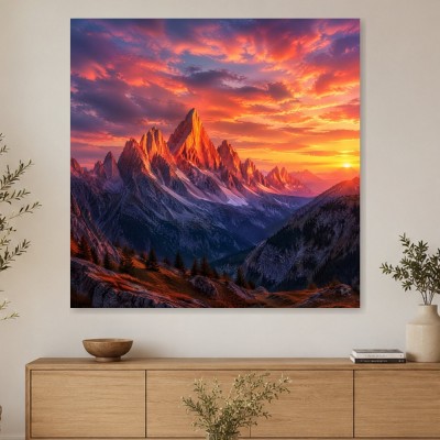 Alpenpanorama im Sonnenuntergang als Wandbild oder Kunstdruck