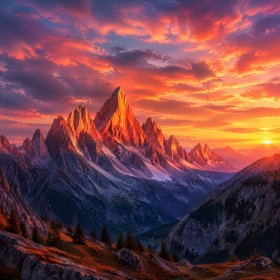 Alpenpanorama im Sonnenuntergang als Wandbild oder Kunstdruck