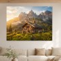 Alpine Hütte im Morgenlicht, Wandbild oder Leinwandbild