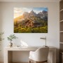Alpine Hütte im Morgenlicht, Wandbild oder Leinwandbild