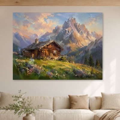 Almhütte im Licht, Leinwandbild oder Fine Art Print
