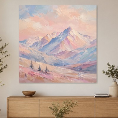 Pastellfarbene Berglandschaft als Wandbild oder Fine Art Print